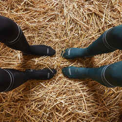 Adult Extra Thin Horse Riding Socks Twin-Pack - Green/Black