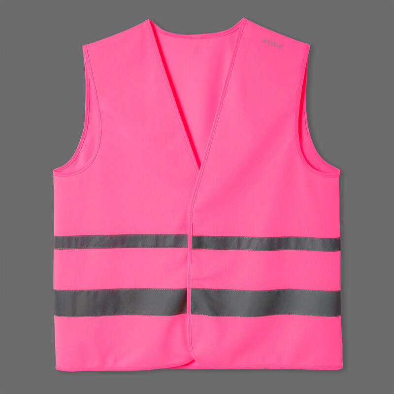 GILET DE SECURITE HAUTE VISIBILITÉ VELO 560 ROSE FLUO BTWIN Decathlon