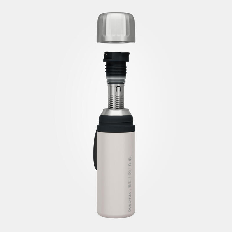 Garrafa 900 térmica 0,4L inox de caminhada e campismo, tampa abertura rápida.