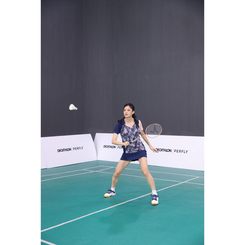 WOMEN BADMINTON T SHIRT LITE 560 NAVY PINK