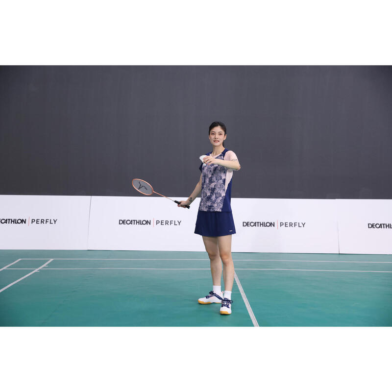 WOMEN BADMINTON T SHIRT LITE 560 NAVY PINK