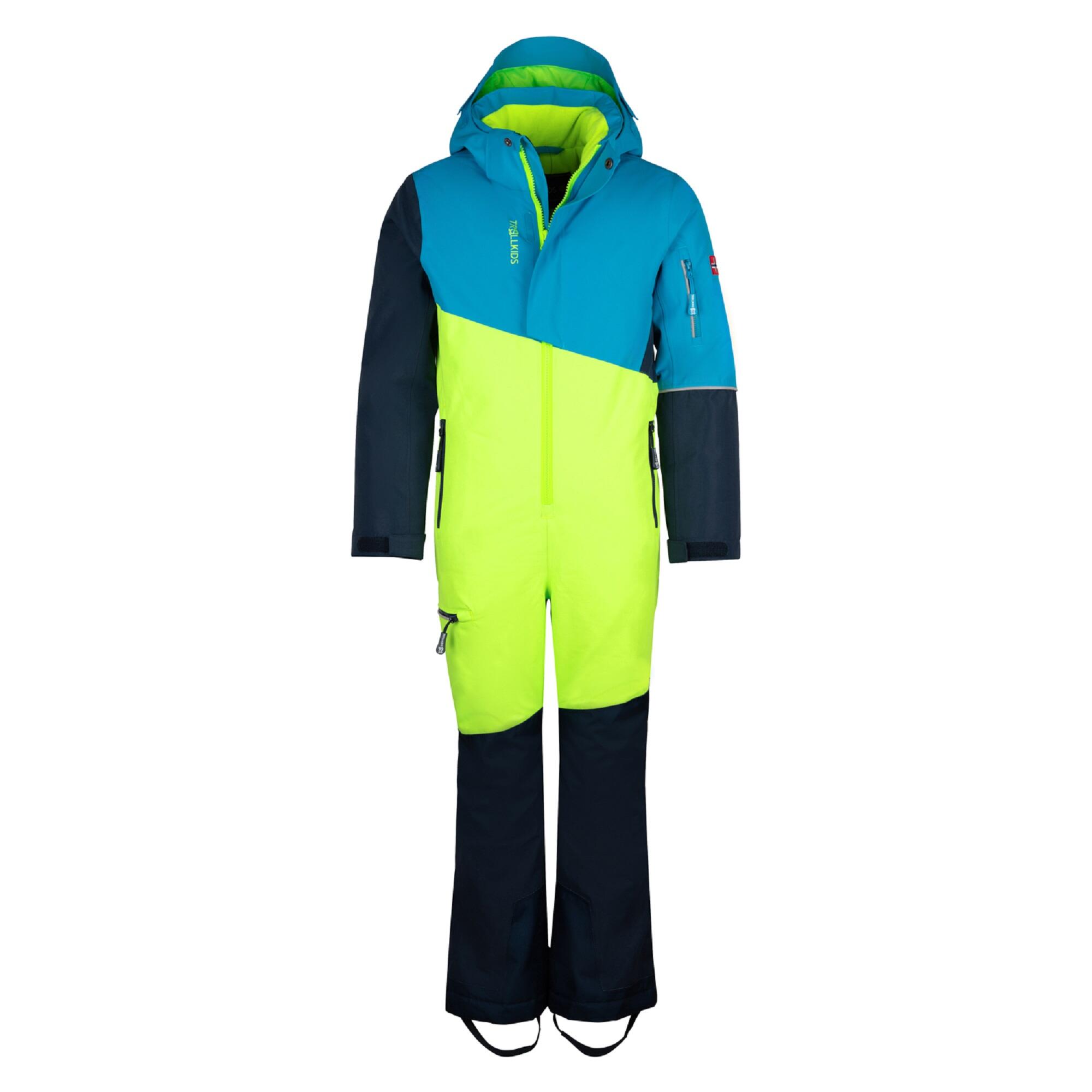 TROLLKIDS HALLINGDAL SNOWSUIT BOYA COOL LIME/VIVID BLUE/NIGHT SKY