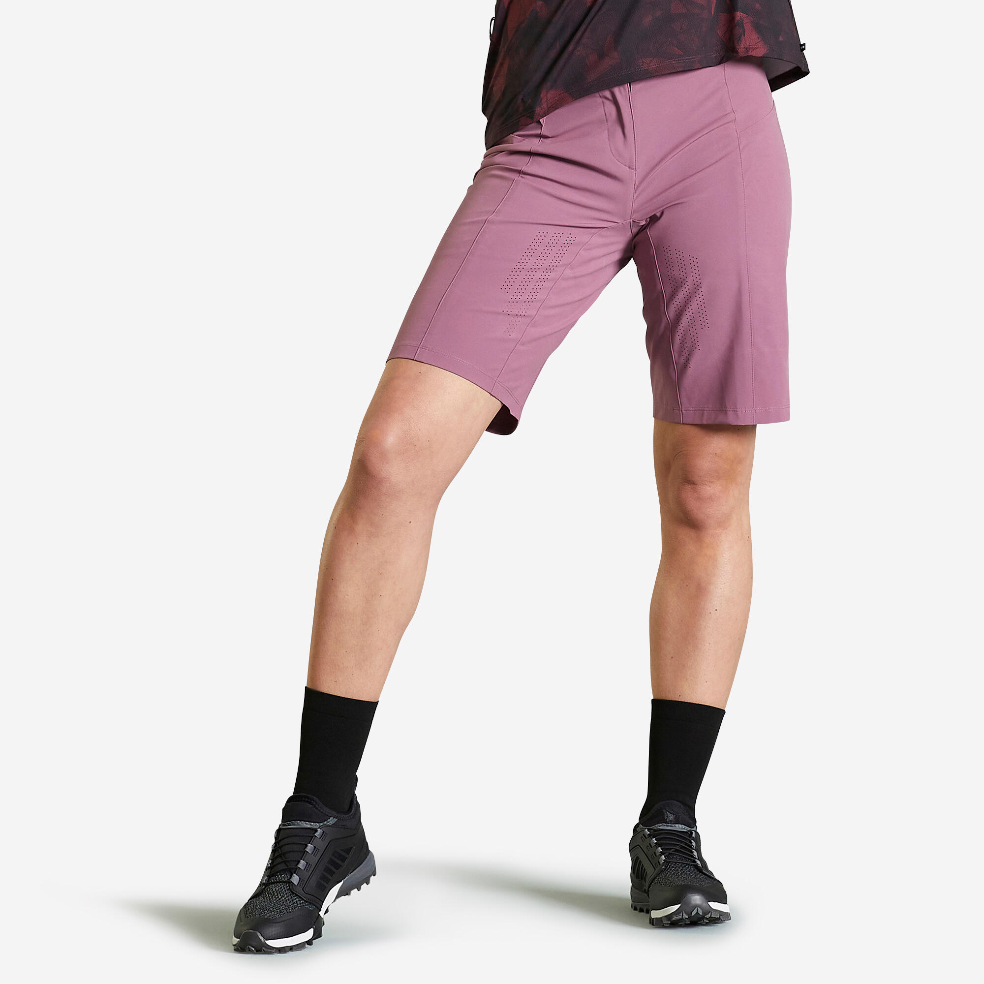 Rockrider - Short Velo Vtt Expl 700 Femme Rose - Short De Vélo - Velos Et Equipements Vtt - Noir-violet - 44l - Decathlon