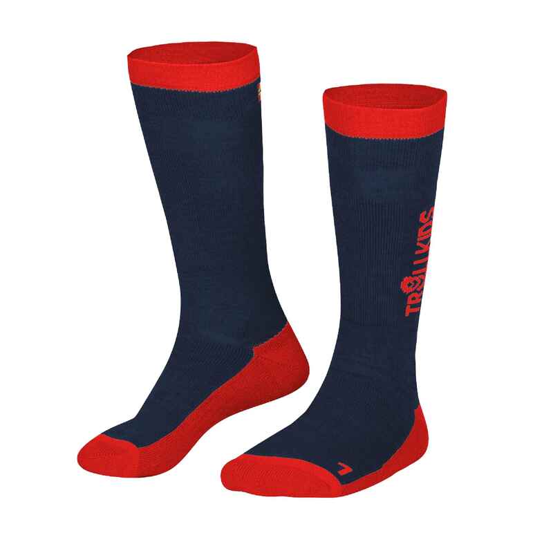 Skisocken 2er Pack Junior Mystikblau, Rot