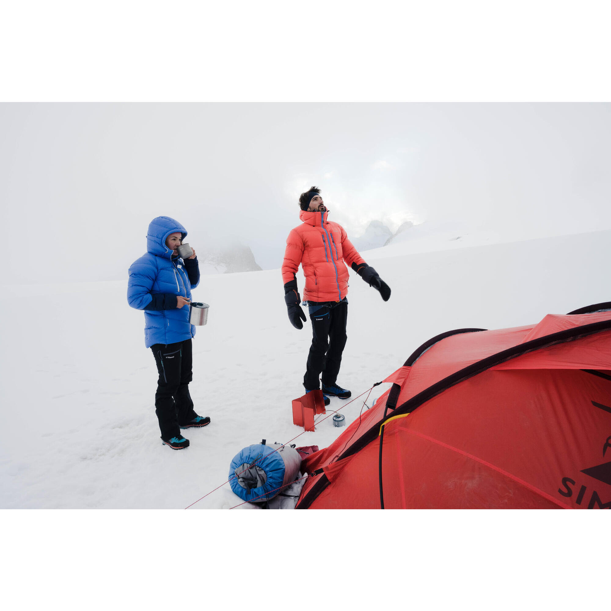 Men's down mountaineering jacket - MAKALU red