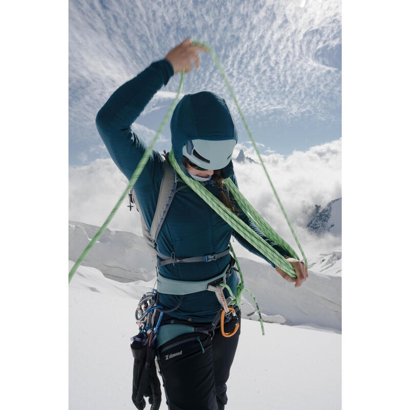 Casaco técnico com capuz de lã merino mulher - ALPINISM Azul-petróleo