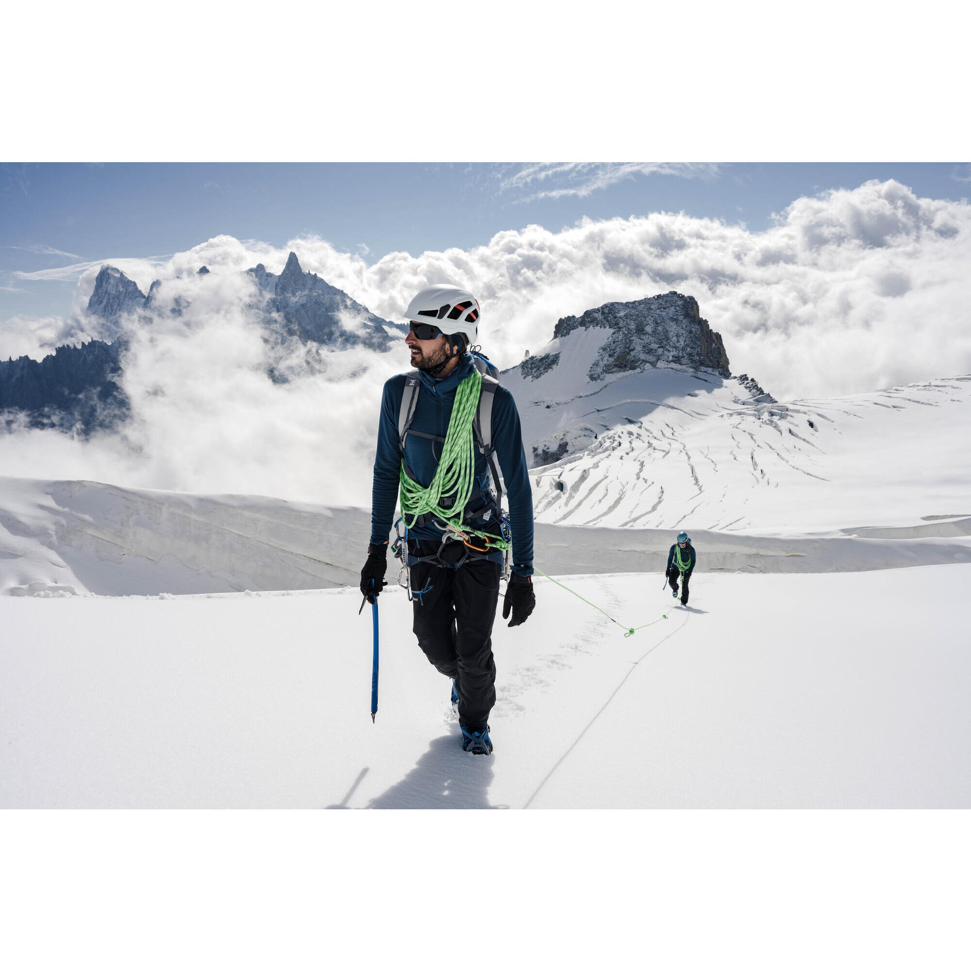 Pull technique a capuche en laine merinos homme ALPINISM Bleu SIMOND Decathlon