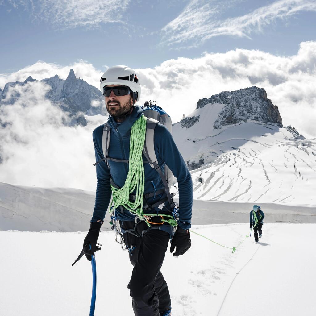 Pull technique à capuche en laine mérinos homme - alpinism bleu