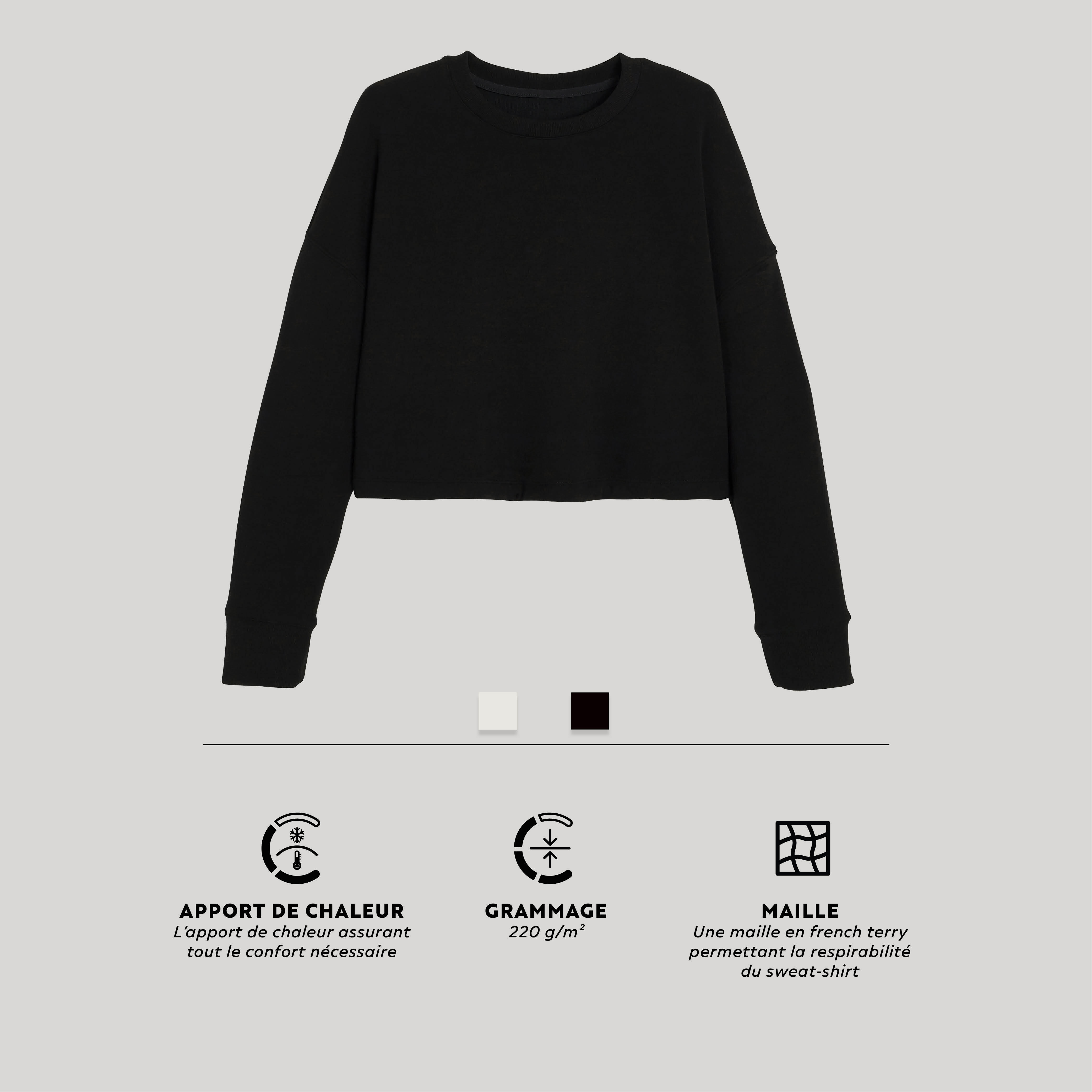 Women's Sweater Cropped Drawstring 520 For Gym-Black