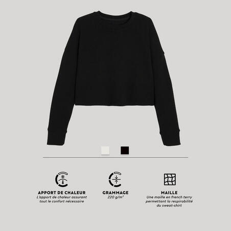 Світшот жіночий для фітнесу вкорочений чорний