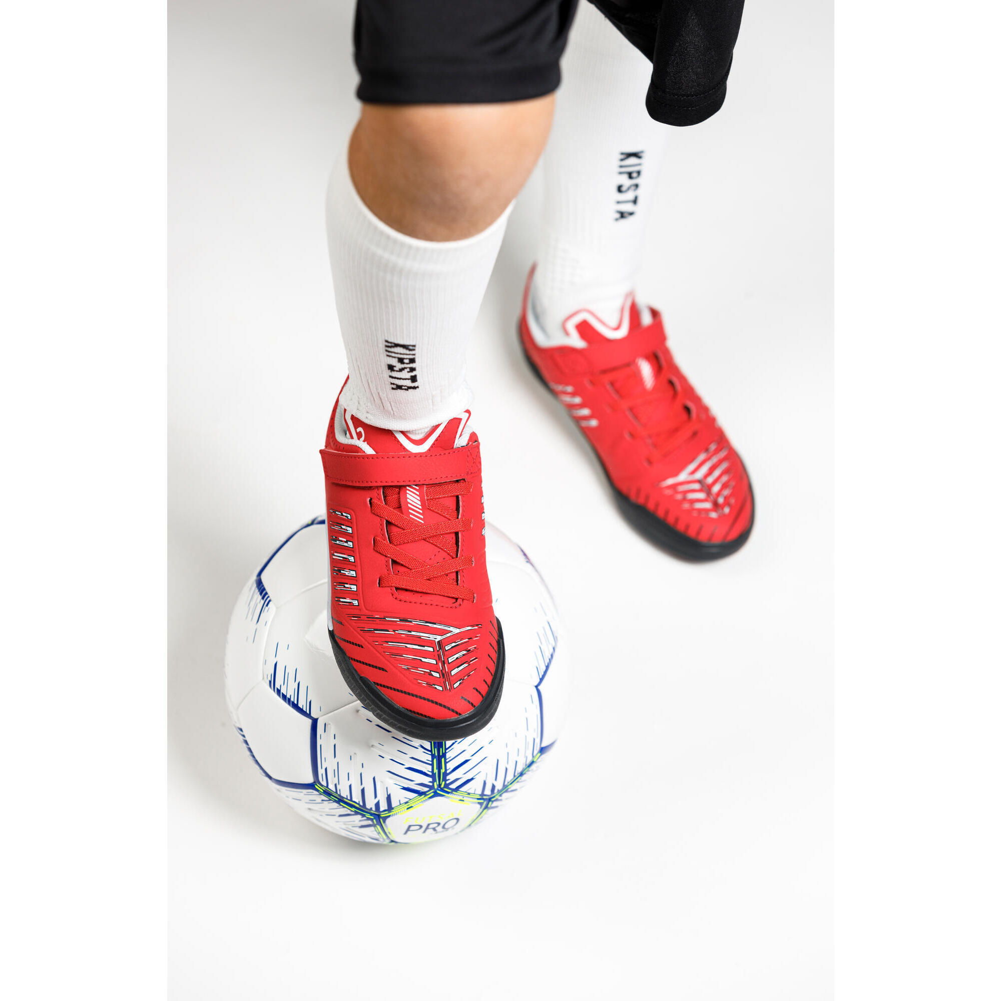 Kids'  Indoor Soccer Shoes - Ginka 500 Red/Black - KIPSTA