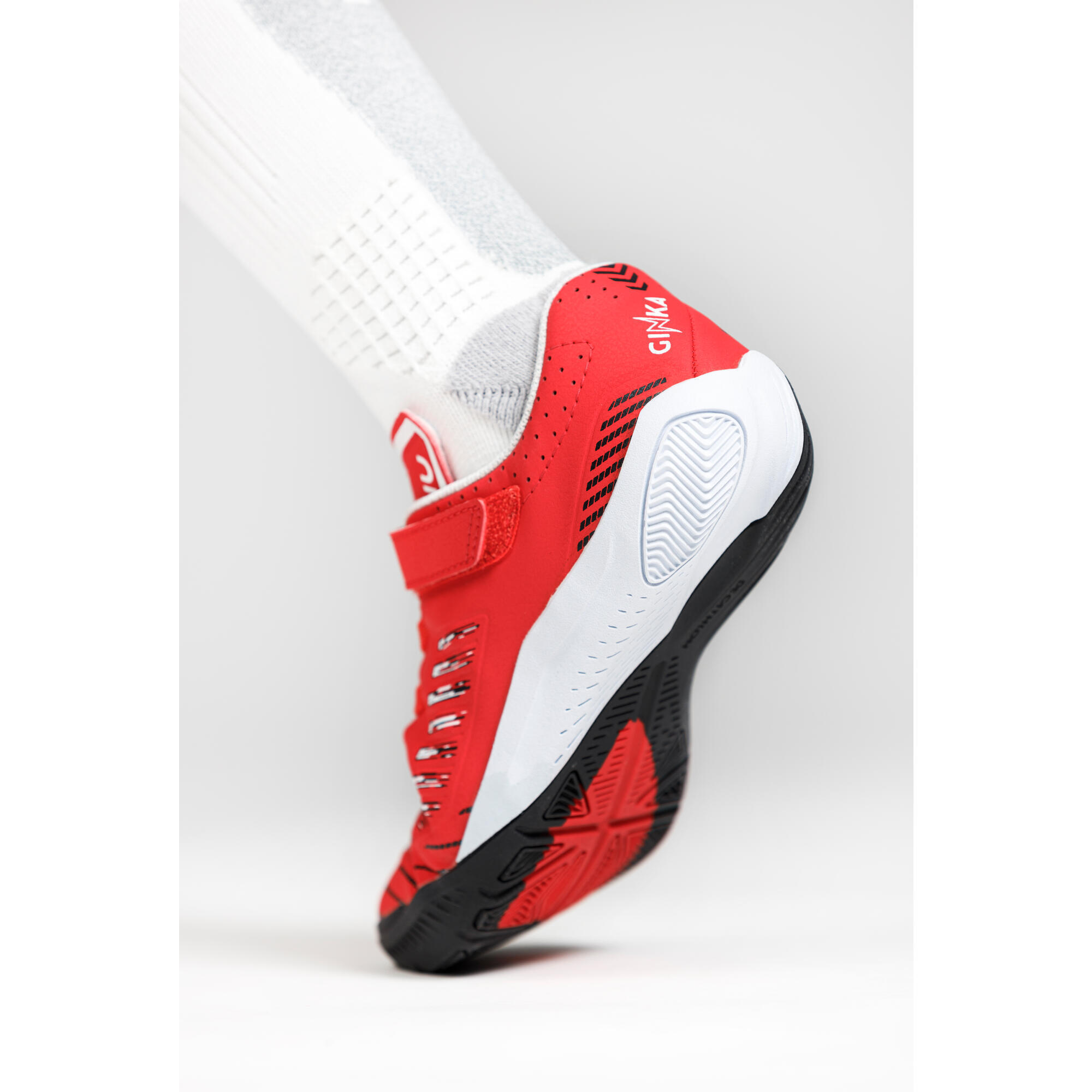 Chaussures de futsal enfant - Ginka 500 rouge/noir - KIPSTA