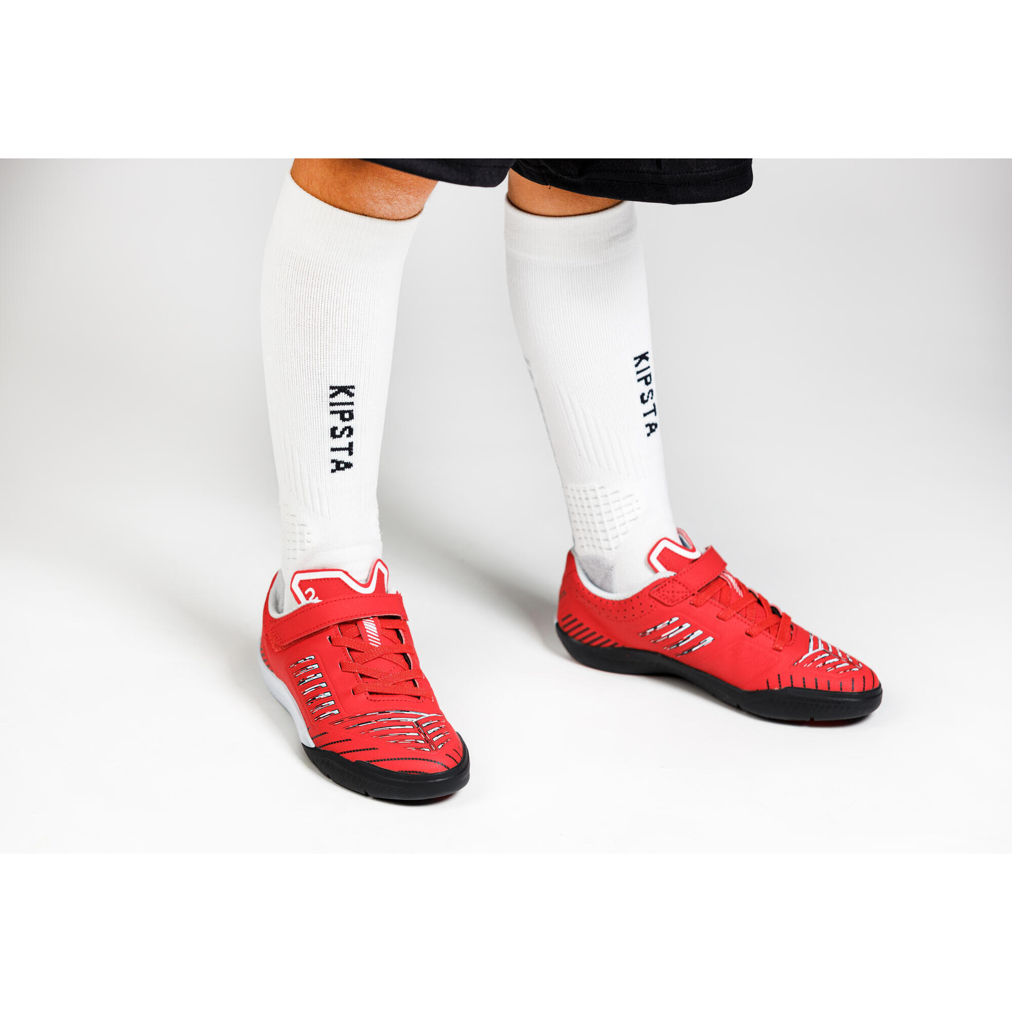 Kids'  Indoor Soccer Shoes - Ginka 500 Red/Black - KIPSTA