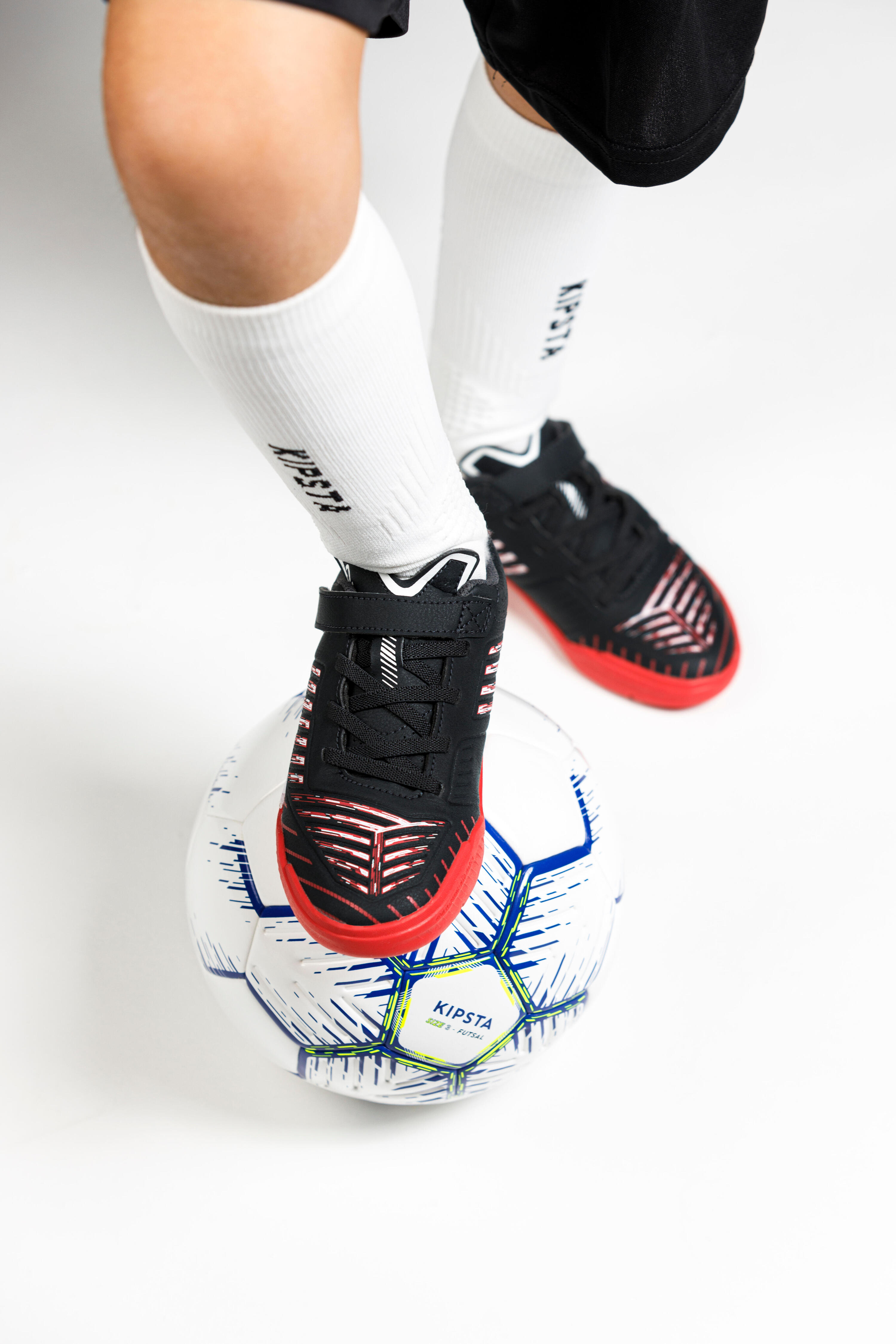 Kids' Futsal Shoes Ginka 500 - Black/Red 16/20