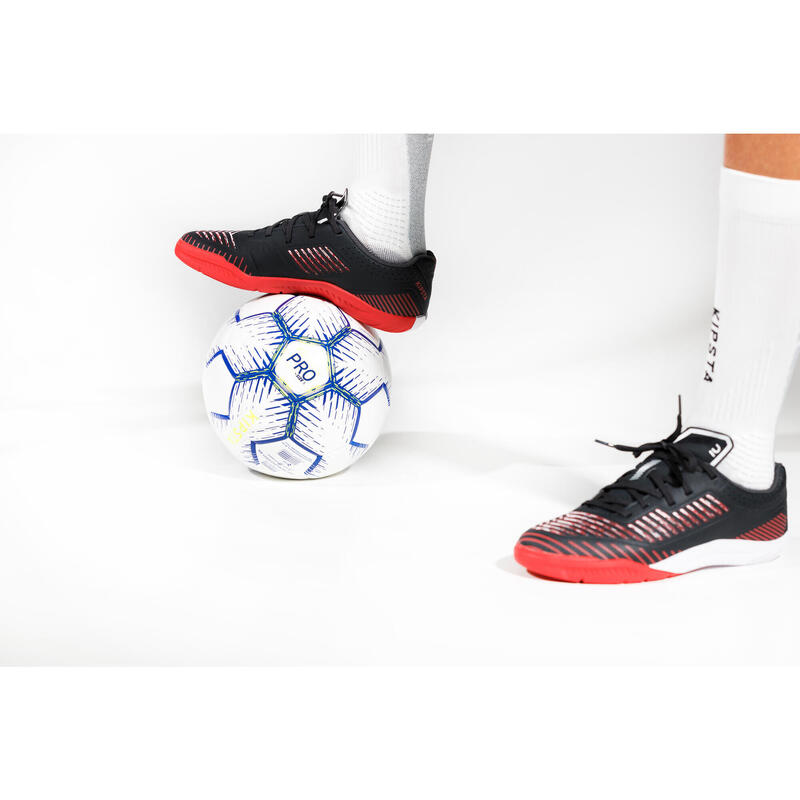 Kinder Fussball Hallenschuhe Futsal - Ginka 500 schwarz/rot