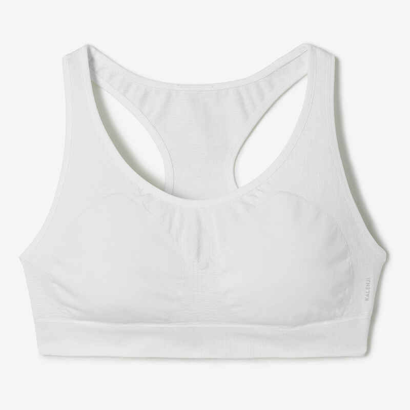 Women's Seamless, Muscle-Back, Moderate-Support Bra - White - Decathlon