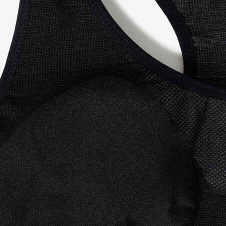 Women's Seamless Muscle Back Medium-Support Sports Bra - Black