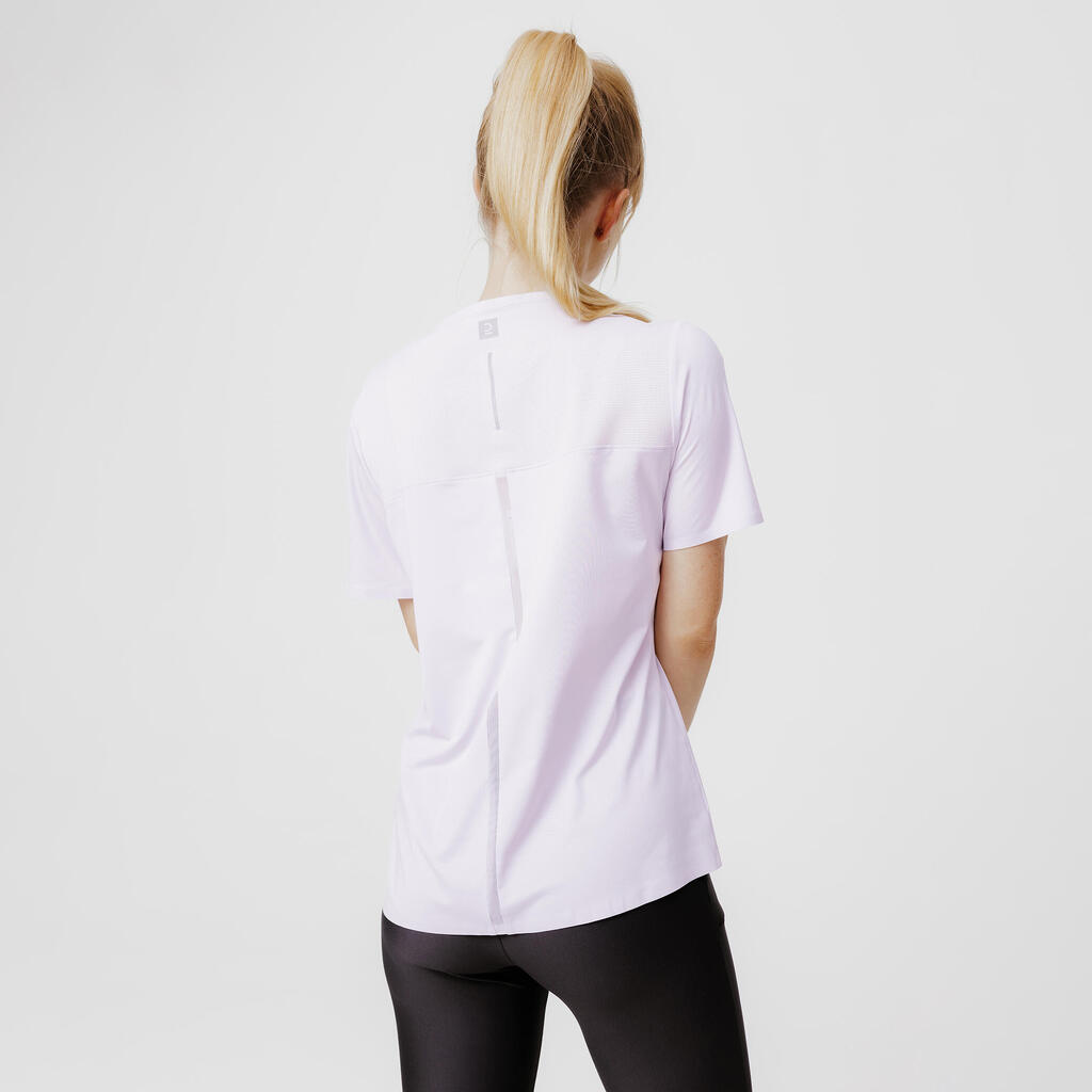 Majica kratkih rukava za trčanje Dry+ Breath prozračna ženska svijetloljubičasta