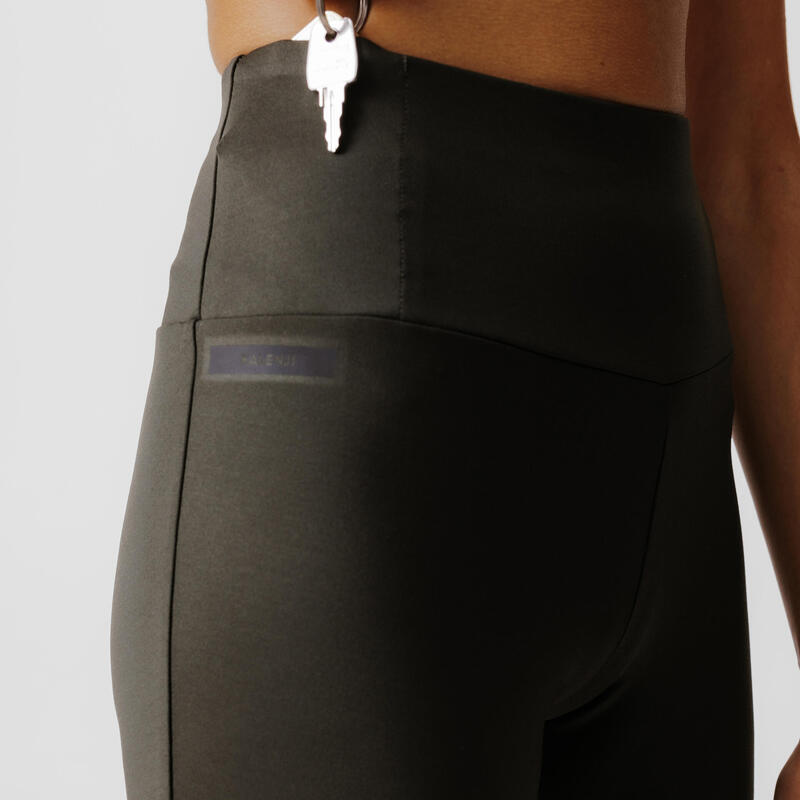 Short cycliste running Femme - KIPRUN Run 500 Confort Kaki foncé