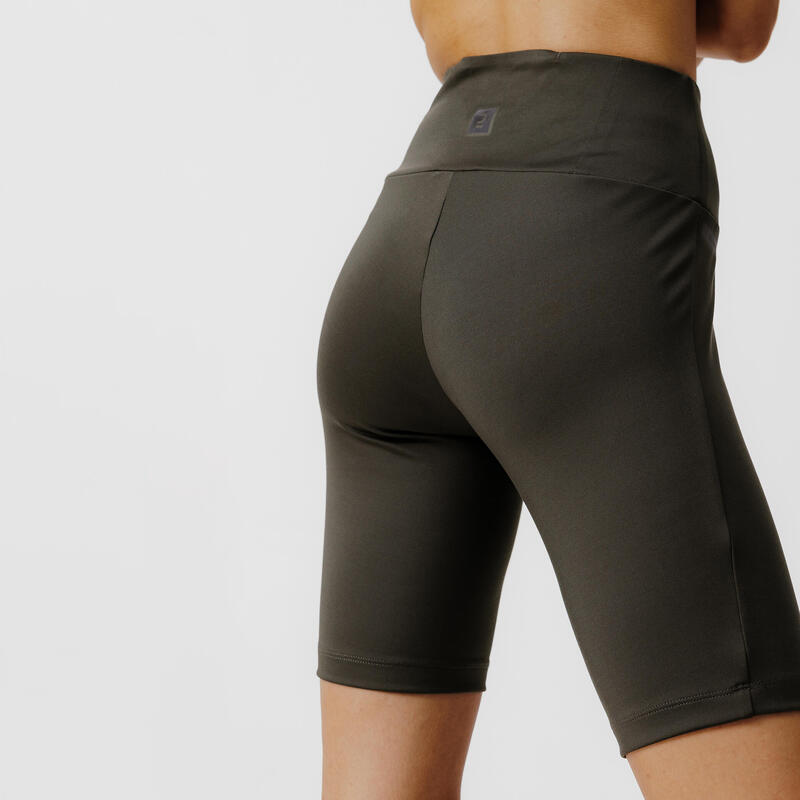 Short cycliste running Femme - KIPRUN Run 500 Confort Kaki foncé