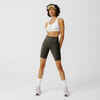Women's running cycling shorts-KIPRUN Run 500 Comfort-dark khaki