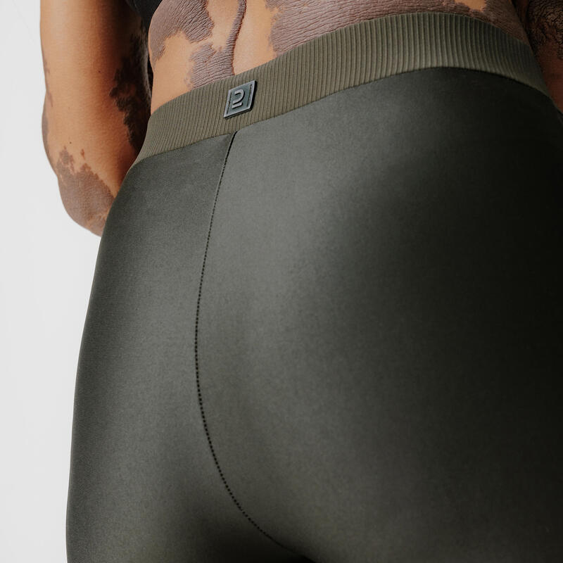 Lauftights 3/4 Damen atmungsaktiv - Run 500 Dry khaki 