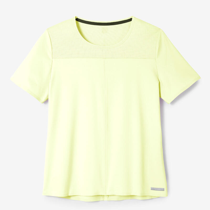 T-shirt de Corrida Respirável Mulher Dry+ Breath Amarelo Néon