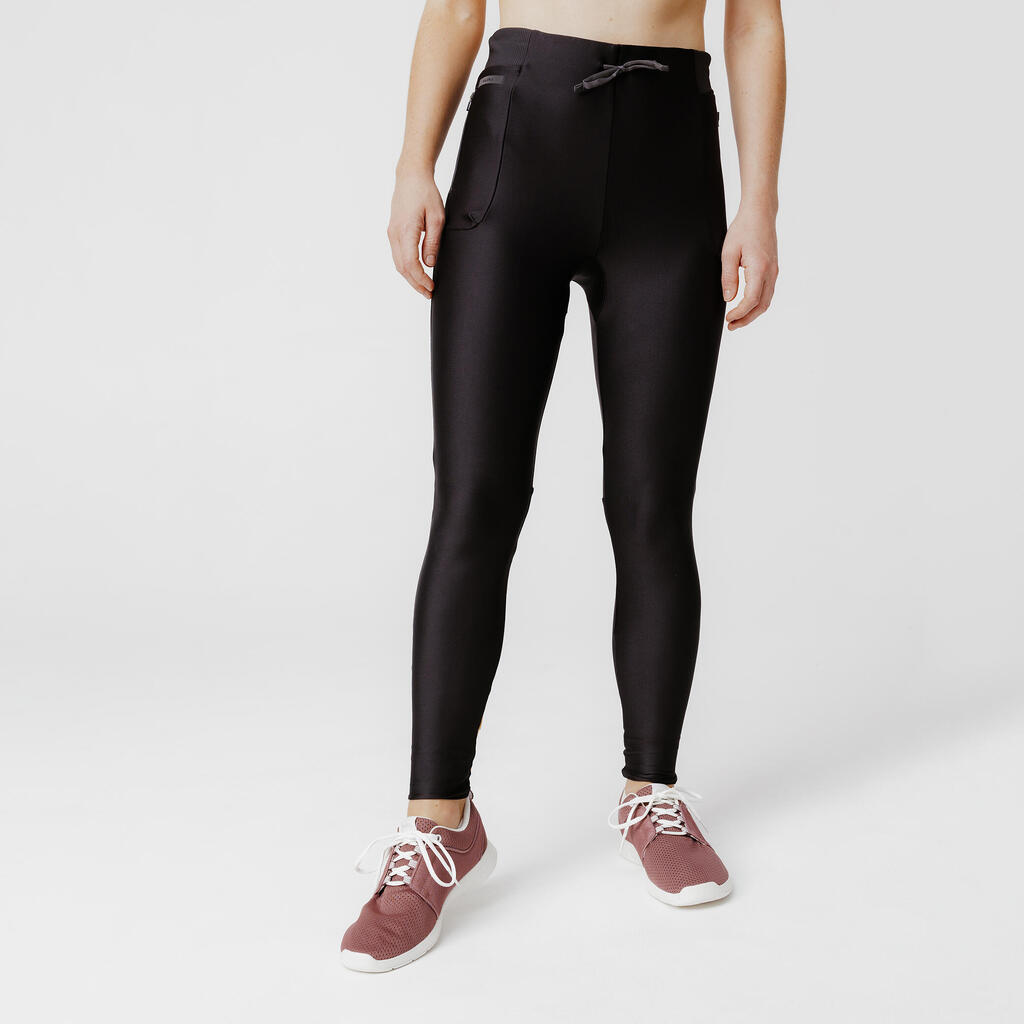 Leggings de running transpirables negros para mujer Kiprun Run 500 Dry
