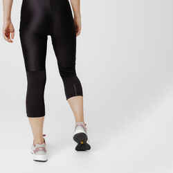 Women's Running Breathable Cropped Leggings KIPRUN Run 500 Dry-black