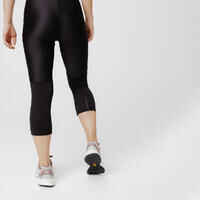 Women's Running Breathable Cropped Leggings KIPRUN Run 500 Dry-black
