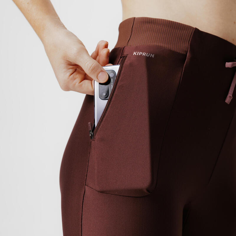 Lauftights 3/4 Damen atmungsaktiv - Run 500 Dry braun 