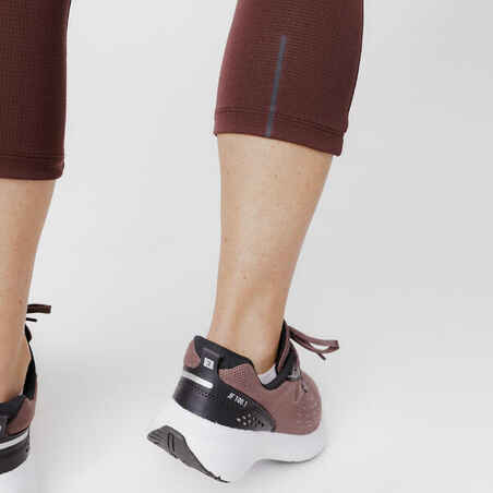 KIPRUN Run 500 Dry women's breathable short running leggings - brown