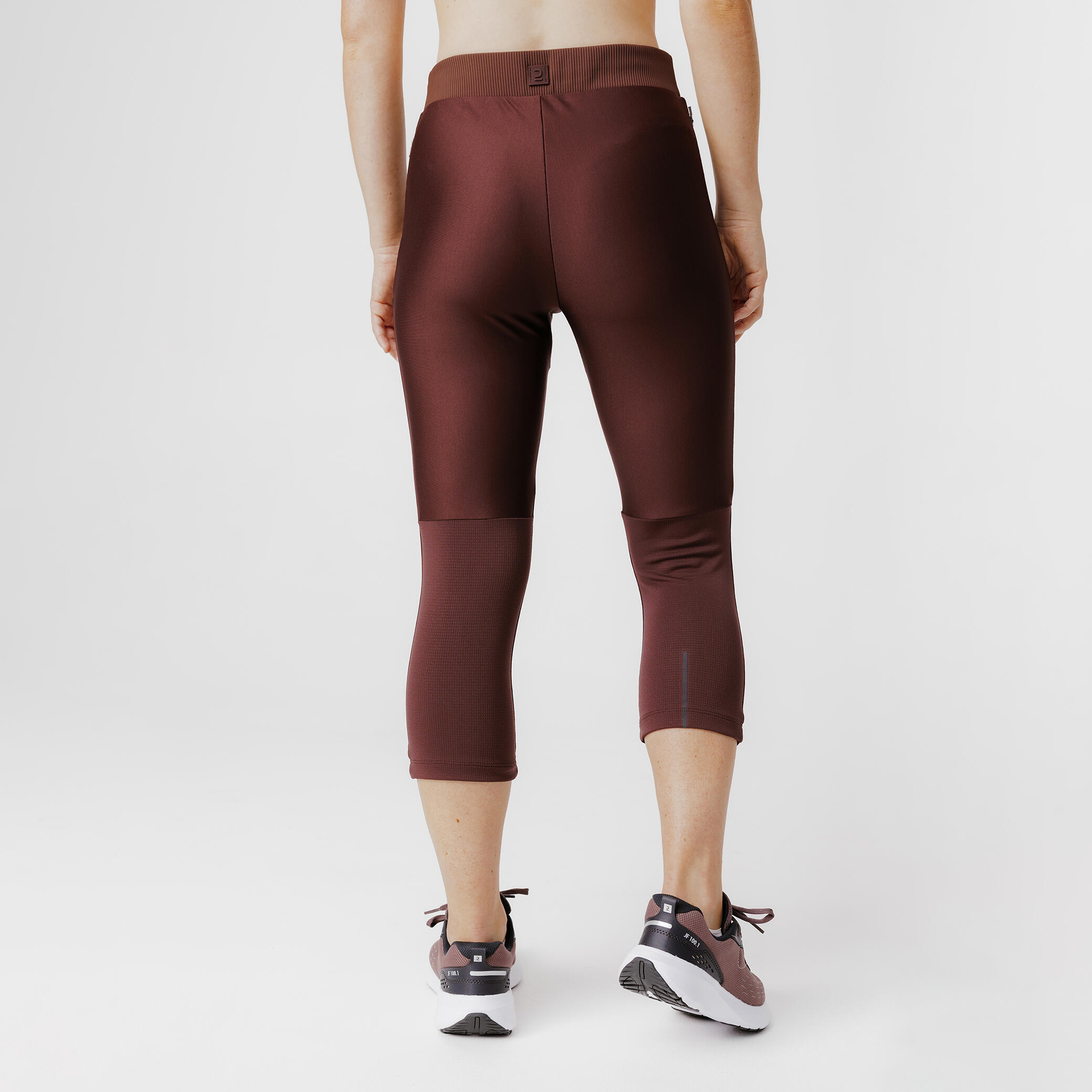 KIPRUN Run 500 Dry women's breathable short running leggings - brown 3/8