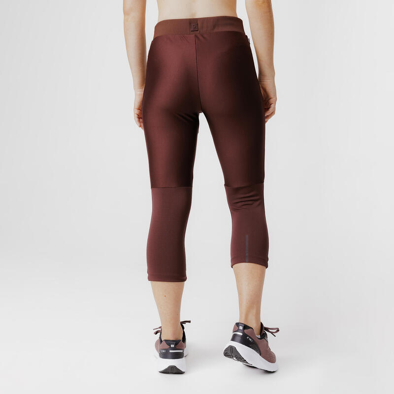 Lauftights 3/4 Damen atmungsaktiv - Run 500 Dry braun 