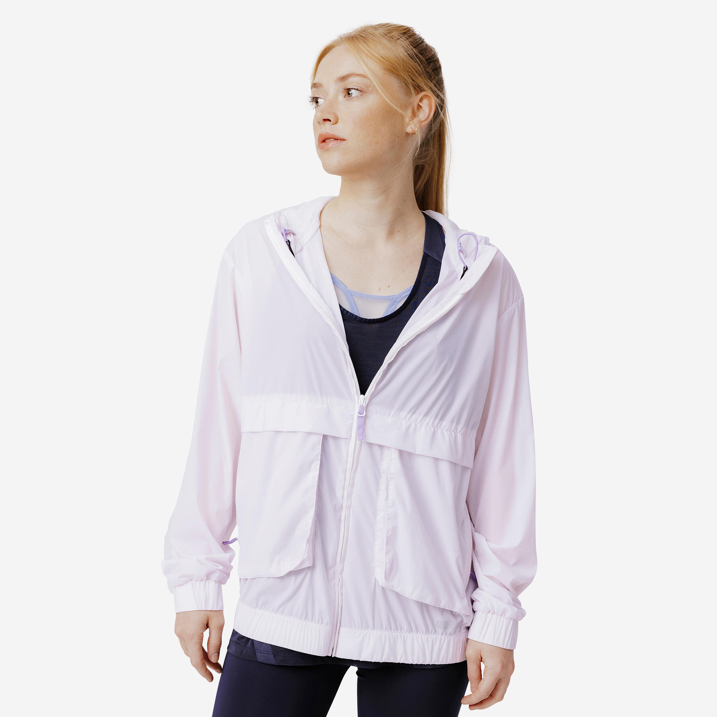 Women's windproof running jacket - KIPRUN Run 500 Wind - Pastel Lilac ...