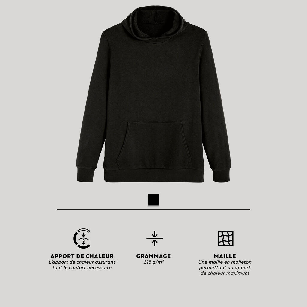 Sweat crew à capuche fitness homme - 100 noir
