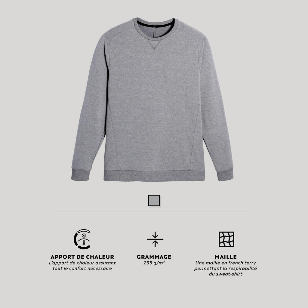 Sweat Fitness homme - Crew 100 gris schiste
