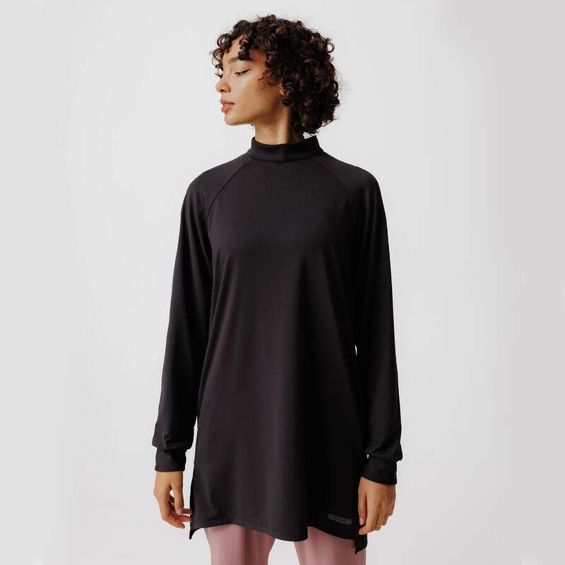 T-Shirt running manches longues respirant femme - Run Dry 100 Noir