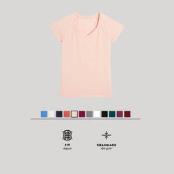 Women's V-Neck Fitness T-Shirt 500 - Rose Quartz