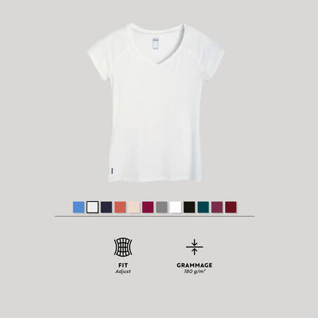 T-shirt V-ringad - 500 - dam vit 