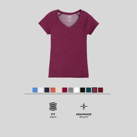 T-shirt Col V fitness Femme - 500 violet