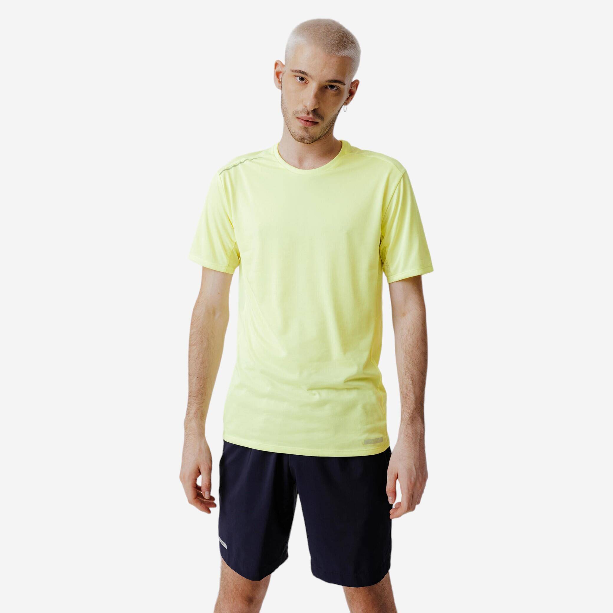 Men Running T-Shirt, Quick Dry, Crew Neck - Pale Yellow