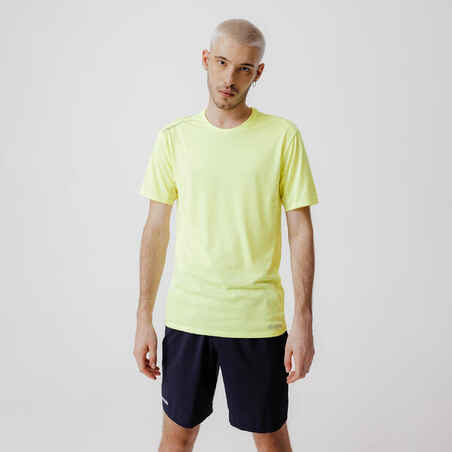Camiseta de running transpirable para Hombre Kalenji Dry amarillo/verde limón
