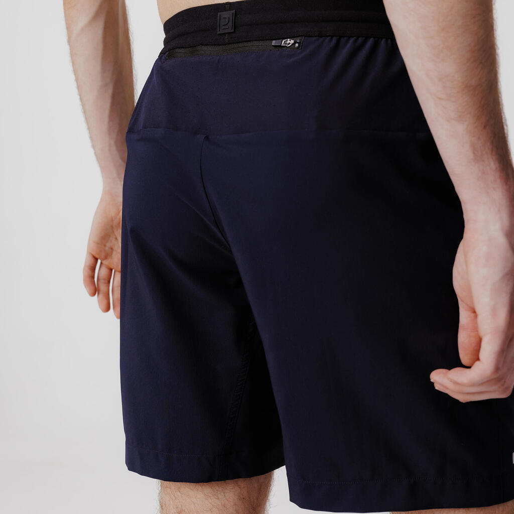 Short de running Homme - KIPRUN Run 500 Dry Vert foncé grisé