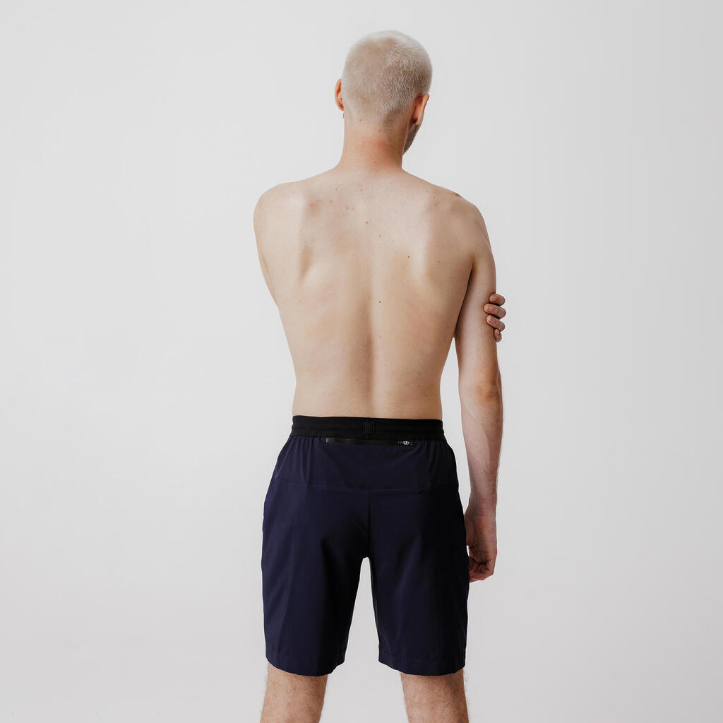 Short de running Homme - KIPRUN Run 500 Dry Vert foncé grisé