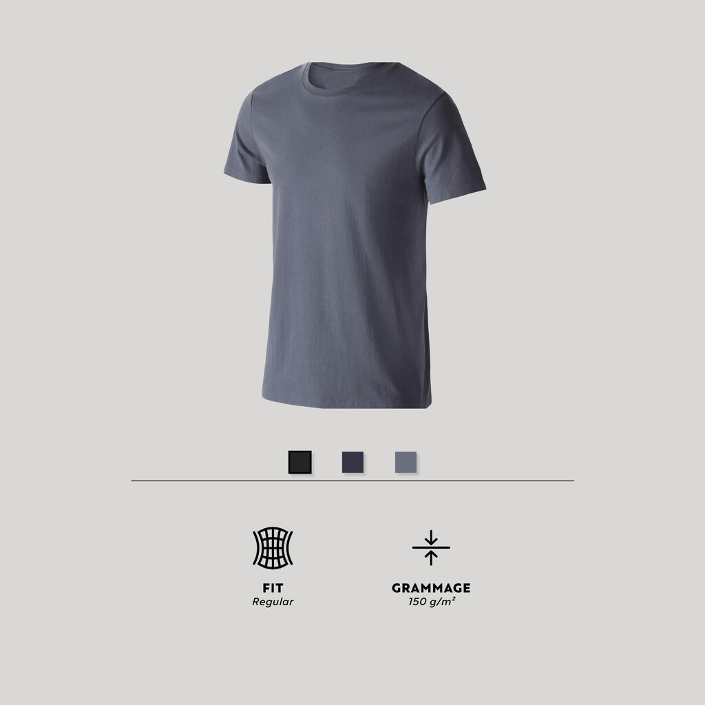 Majica kratkih rukava za fitness 500 Slim-Fit muška zelena