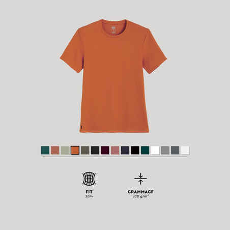 Men's Slim-Fit Fitness T-Shirt 500 - Rust