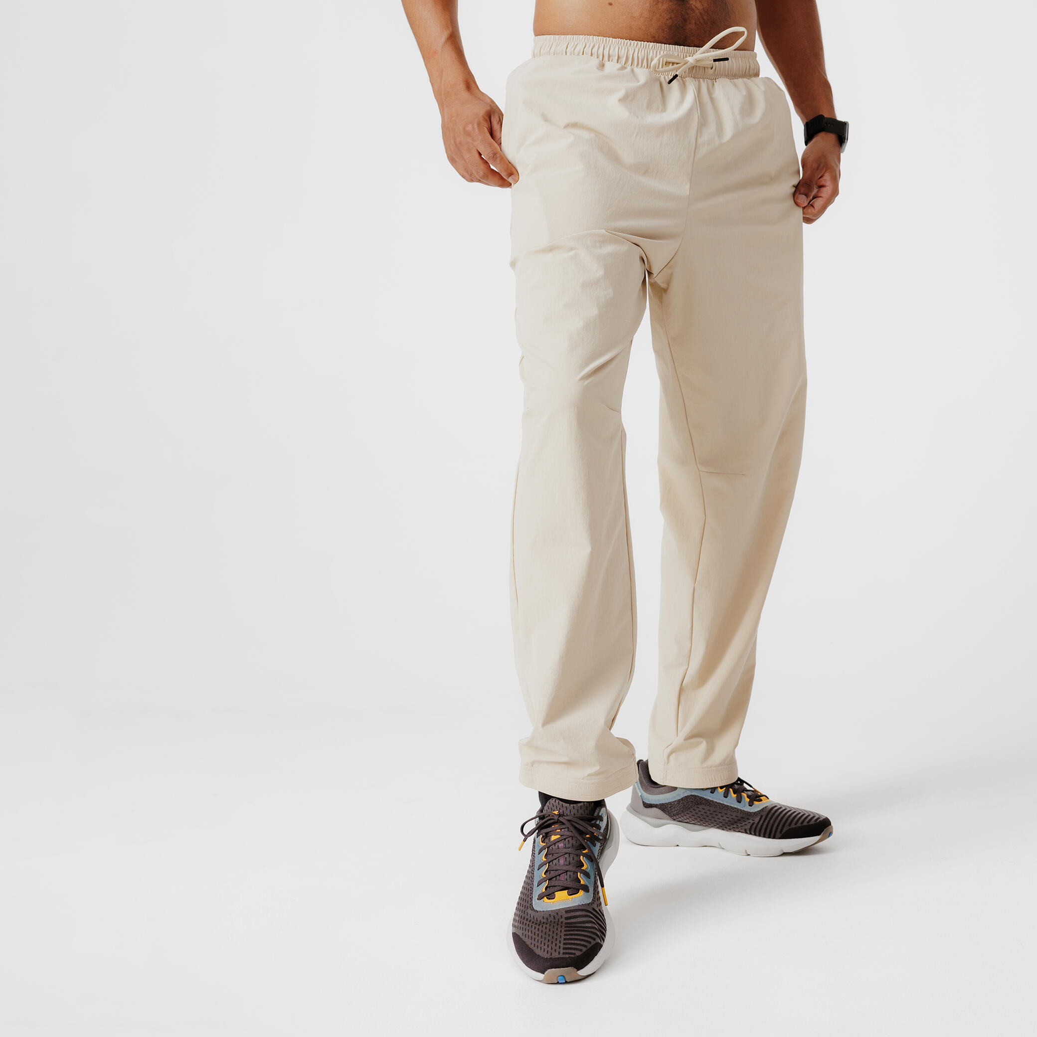 Men's Breathable Running Trousers - KIPRUN Run 500 Dry - Hemp Beige