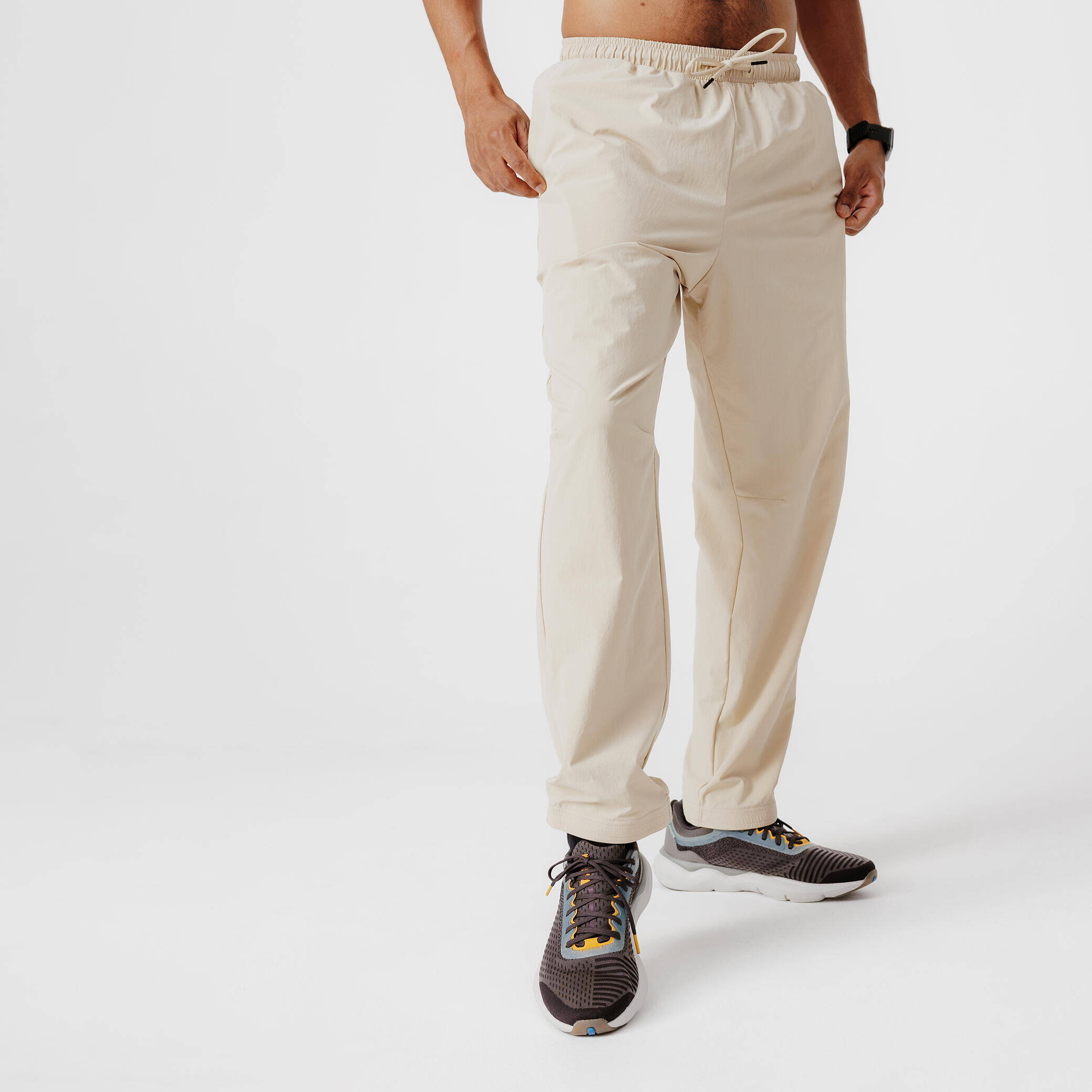 Men's Breathable Running Trousers - KIPRUN Run 500 Dry - Hemp Beige -  3