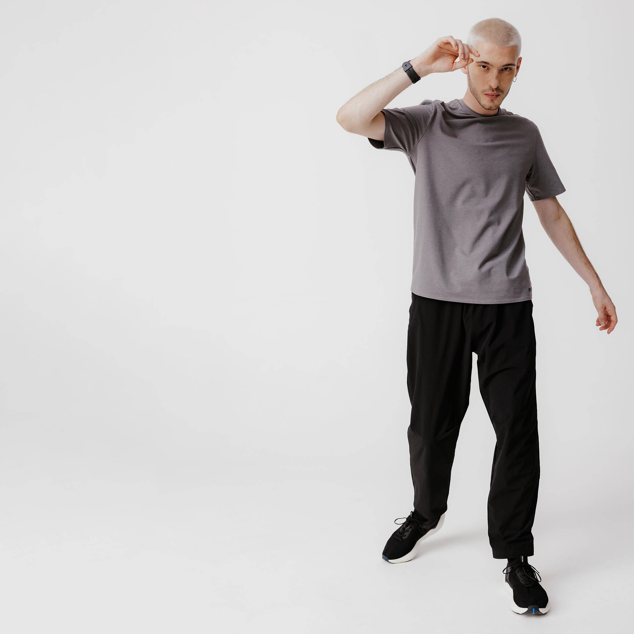 Men Breathable Running Track Pants - Run Dry 500 - Black -  3